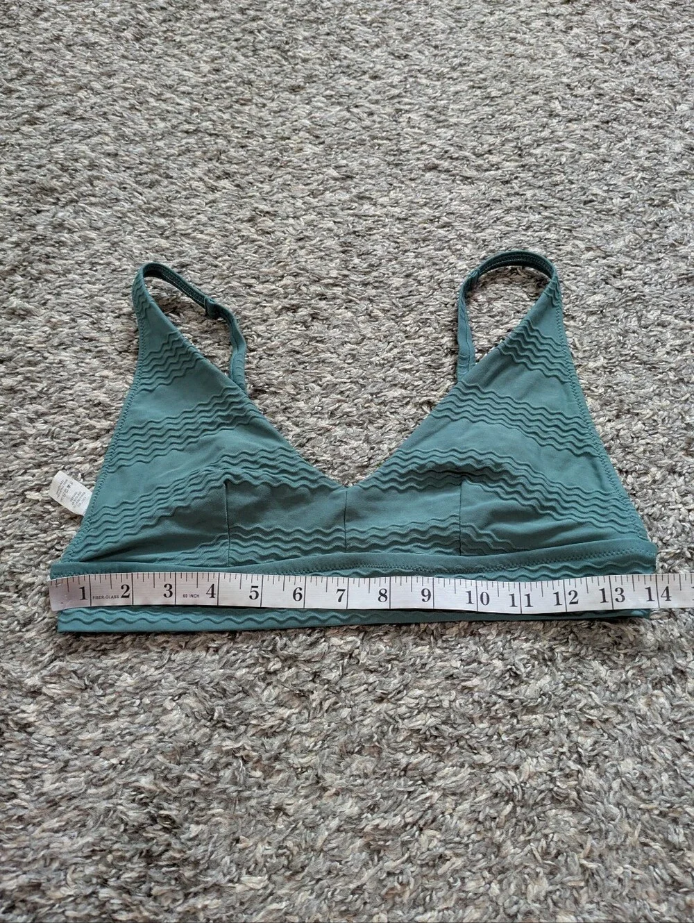 Aerie Green Scoop Neck Wavy Ribbed Bikini Top M
